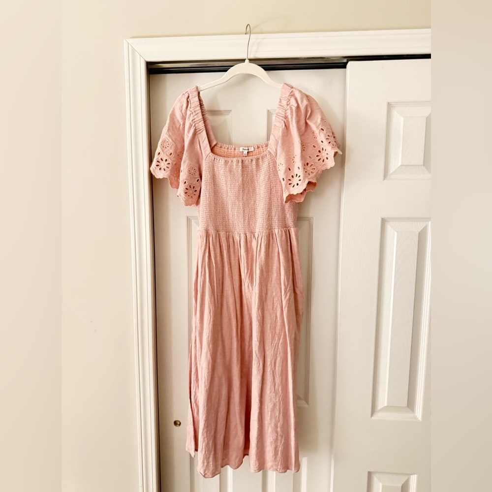 Madewell Lucie Smocked Pink Dress